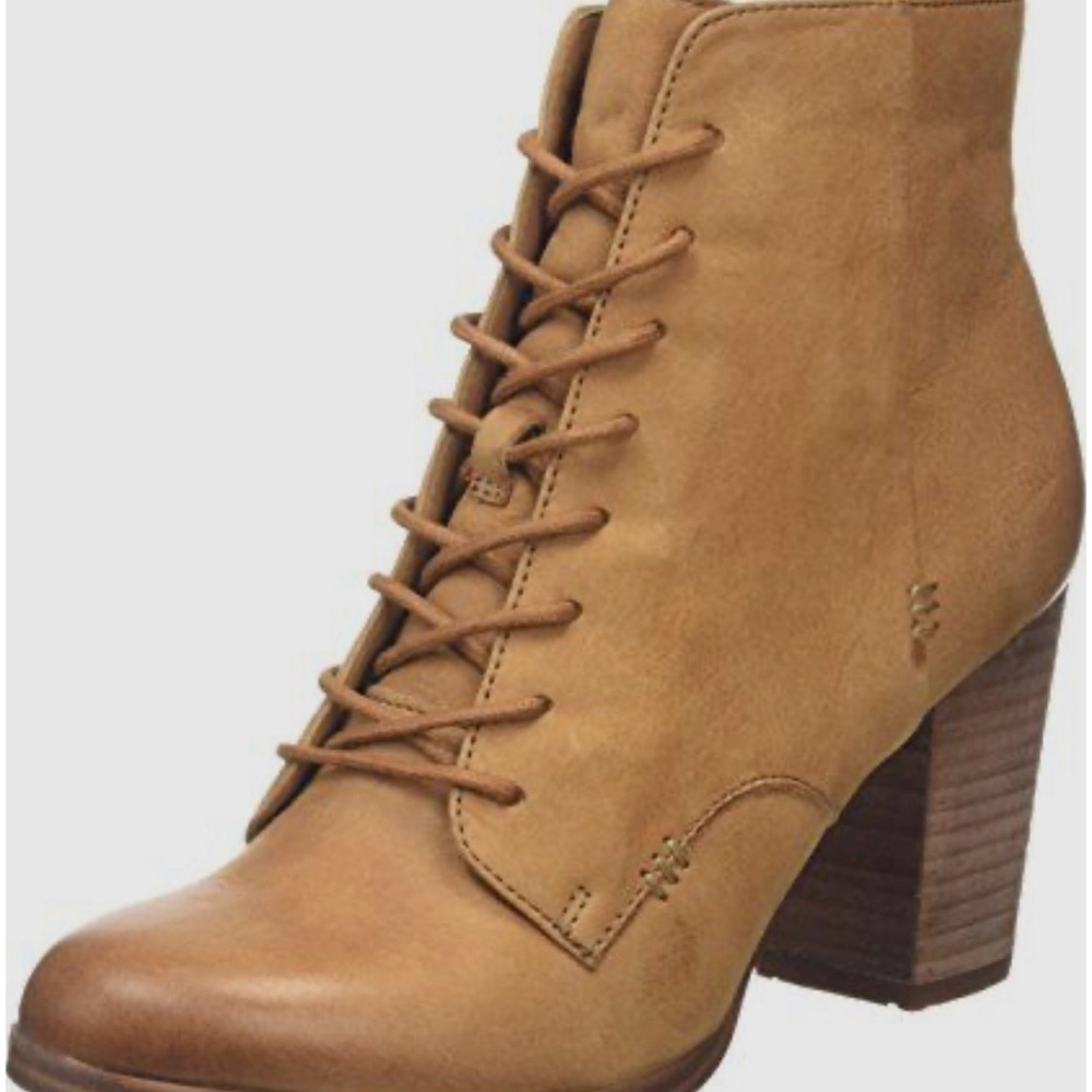 Aldo Boots Womens SZ 8 Neily Ankle Bootie Brown Round Toe Lace Up Side Z…